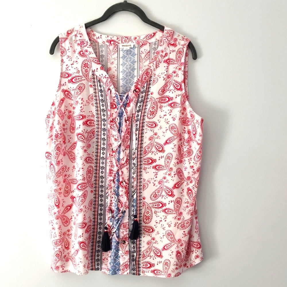 Westport Top Blouse 1X Sleeveless Lightweight Paisley Spring Summer Festival